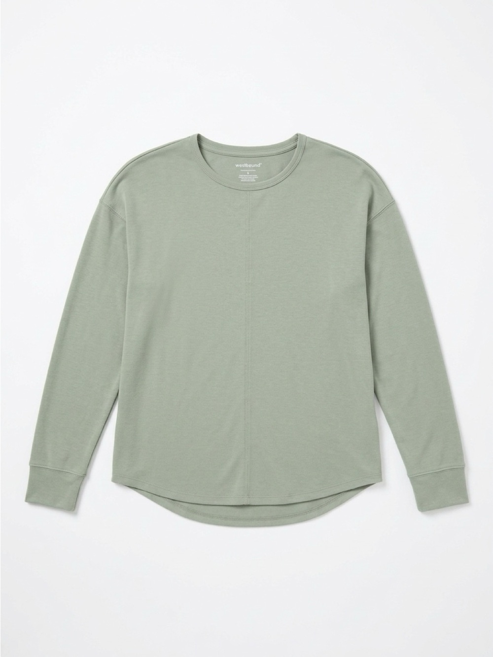 Relaxed Long-Sleeve Crewneck Top - Sage Green